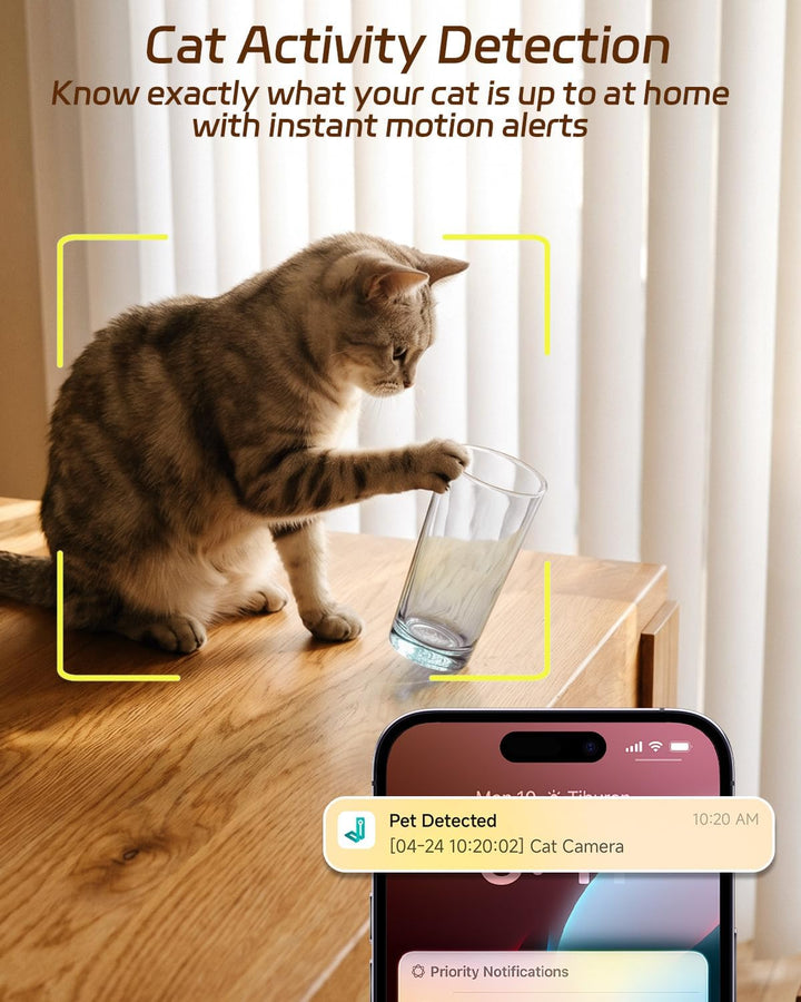 ALIOBC Haustierkamera 2K Indoor-Katzenkamera mit automatischer Verfolgung für Katzen, Katzenlaser, B