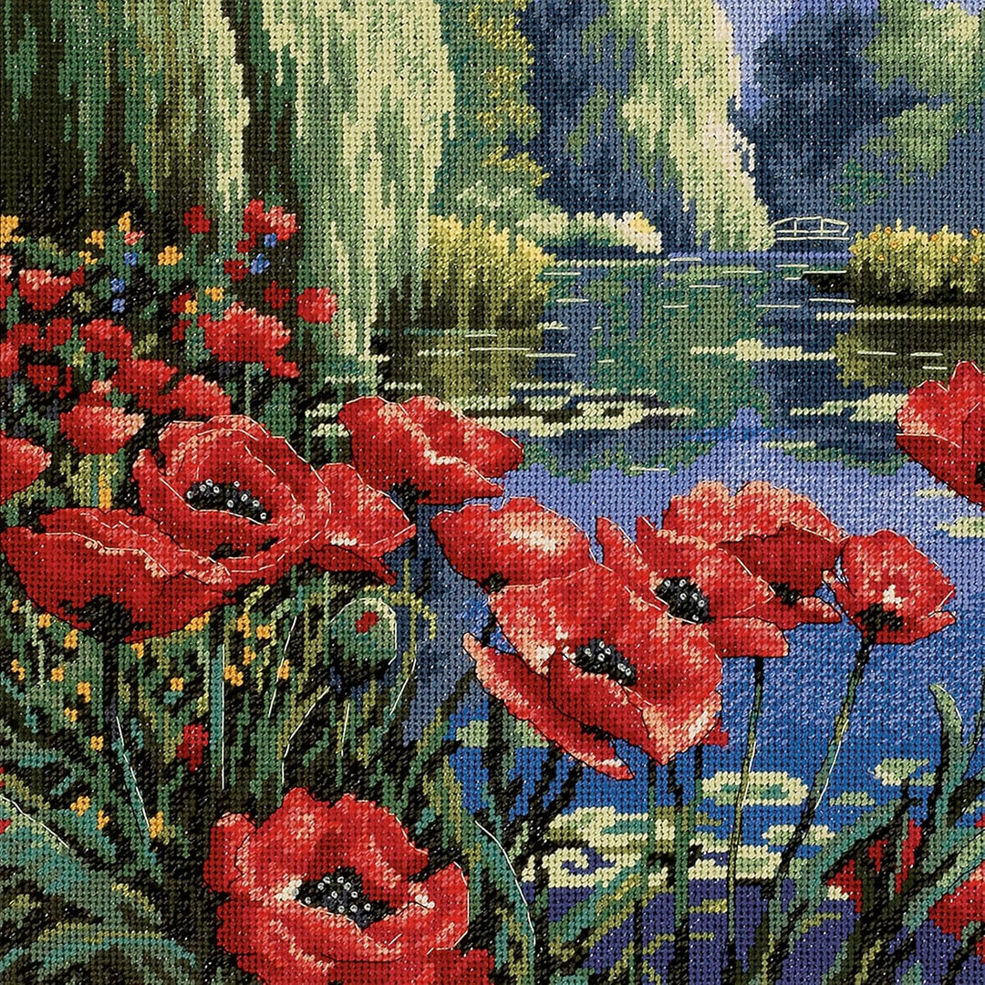 DIMENSIONS 20066 Needlepoint Lakeside Poppies Kit, 100% Cotton, Multi-Colour, 40 x 27 x 0.1 cm Seeuf