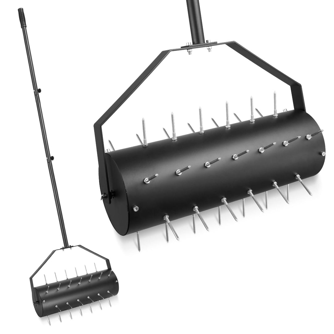 Rasenbelüfter Manuell, Aerifizierer für Rasen, Rasenlüfter Walzen, Rasenrolle mit 39 Nägeln (6cm) un