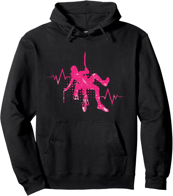 Klettern Kletternetz Herzschlag Boulderer Kletterer Mädchen Pullover Hoodie