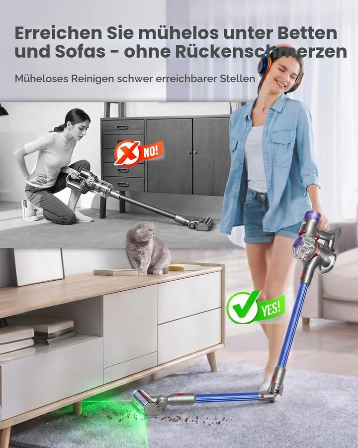 360° Drehung Verlängerungsrohr Kompatibel mit Dyson V7,V8,V10.V11 Staubsauger Ersatzteile,74.3cm Fal