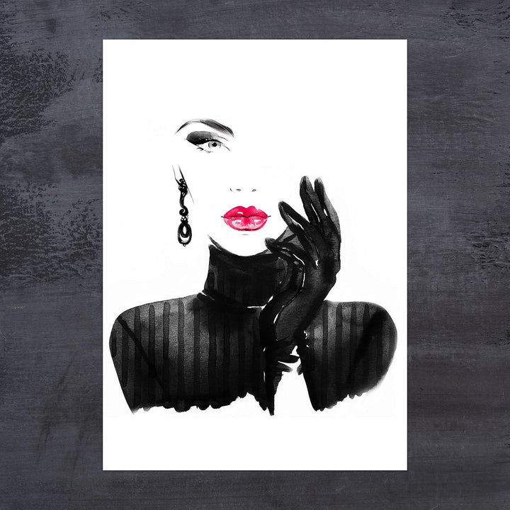 wandmotiv24 Poster als Wanddeko, Grösse Din A0, Model Gemälde, Rot, Fashion, Frau, Frauen Lippen, Ma