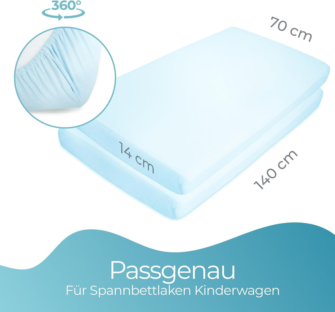 Spannbettlaken 70x140 aus 100% komplett natürlicher Bio-Baumwolle bettlaken 70 x 140 Baby in Blau Fa