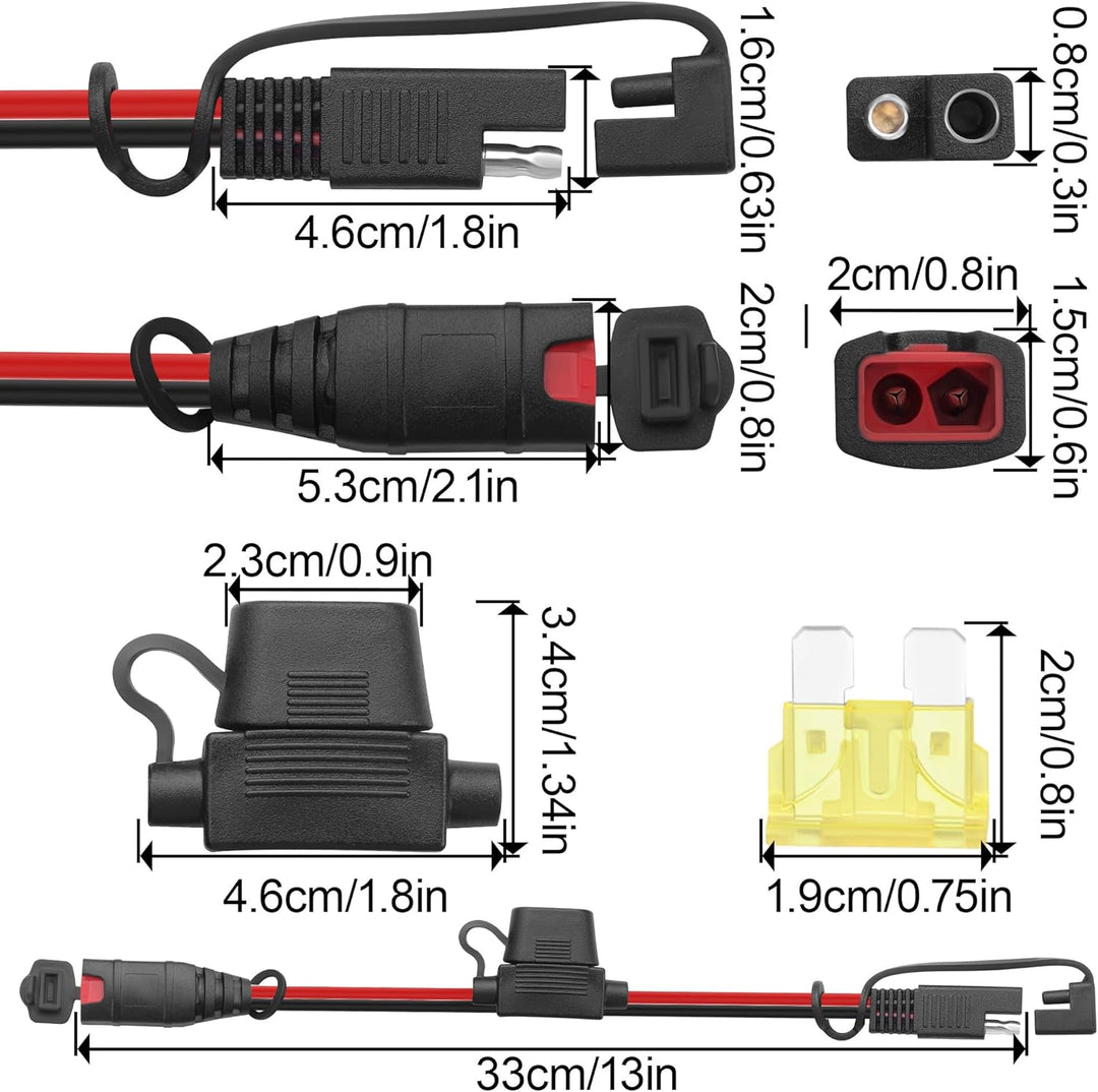 SAE-Verlängerungskabel,Akku-Ladegerät,SAE-Kabel für Genius Smart Ladegeräte,20A Sicherung,wasserdich