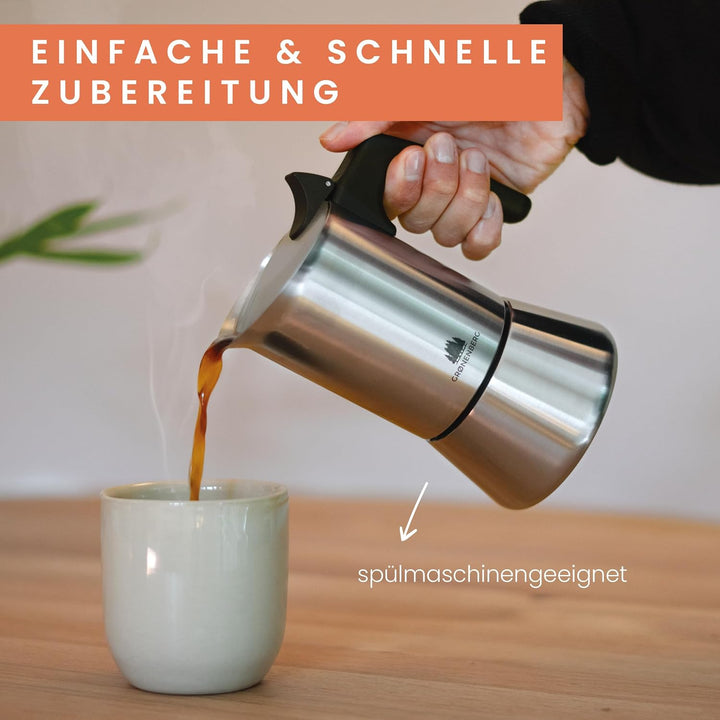 Groenenberg Espressokocher Edelstahl 1-2 Tassen | Espressokanne (100 ml Füllmenge) | Mokkakanne | Ca
