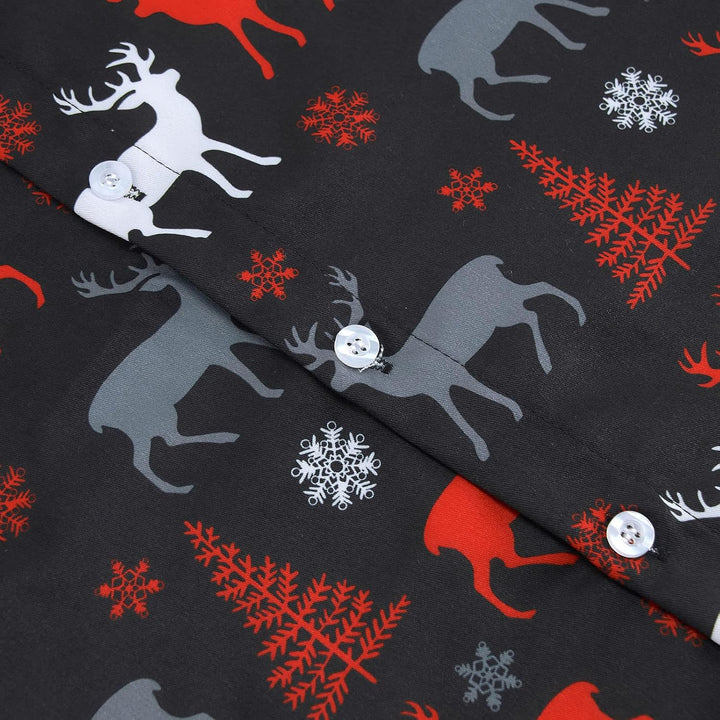 Goodstoworld Weihnachtshemd Herren Weihnachten Muster 3D Bedruckte Langärm Slim Fit Stehkragen Bügel