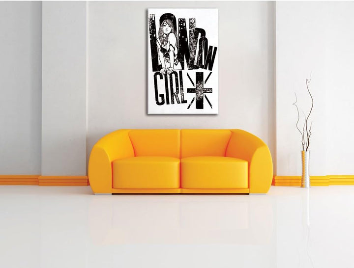 Pixxprint London-Girl White Bild auf Leinwand, XXL riesige Bilder fertig gerahmt mit Keilrahmen, Kun