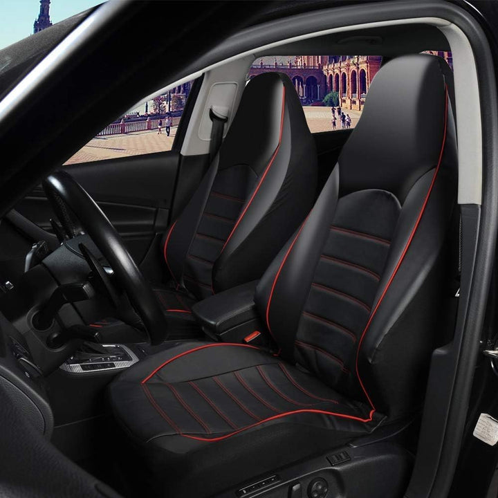 TOYOUN Klassisch Autositzbezüge Vordersitze Highback Sitzbezüge 2er Universal Schonbezüge PU Leder S