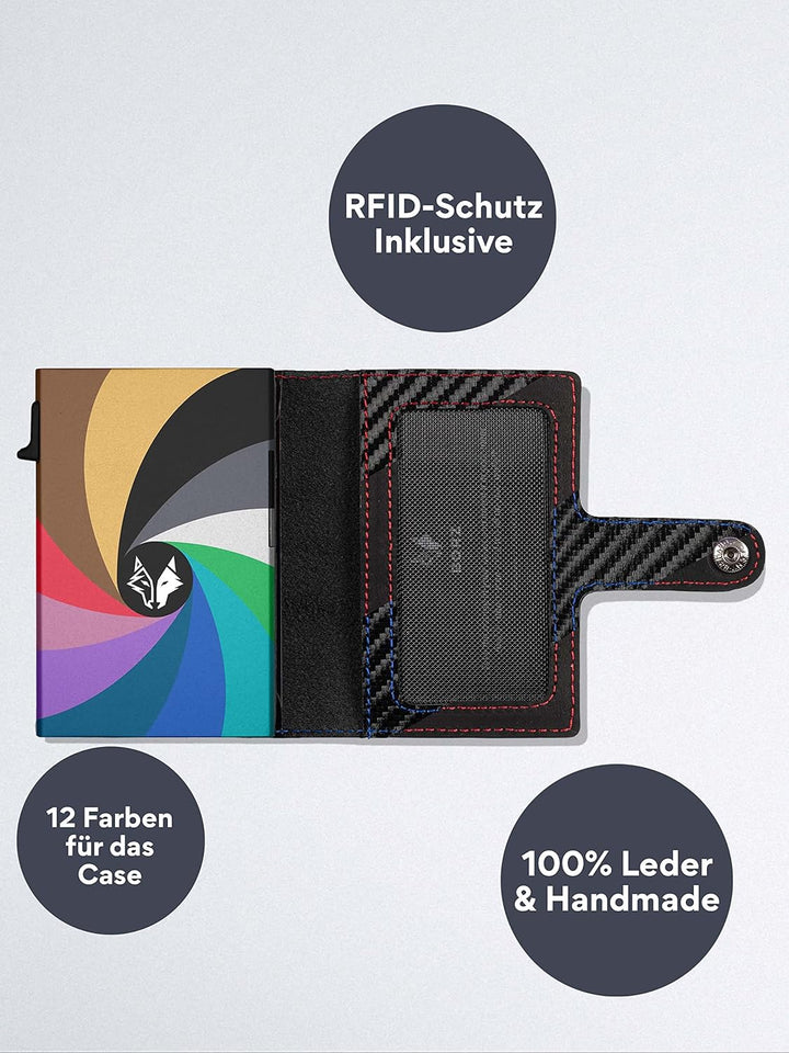 BORZ Prime Limited Kartenetui mit Münzfach für AirTag I Digitale Visitenkarte I Slim Wallet RFID Sch