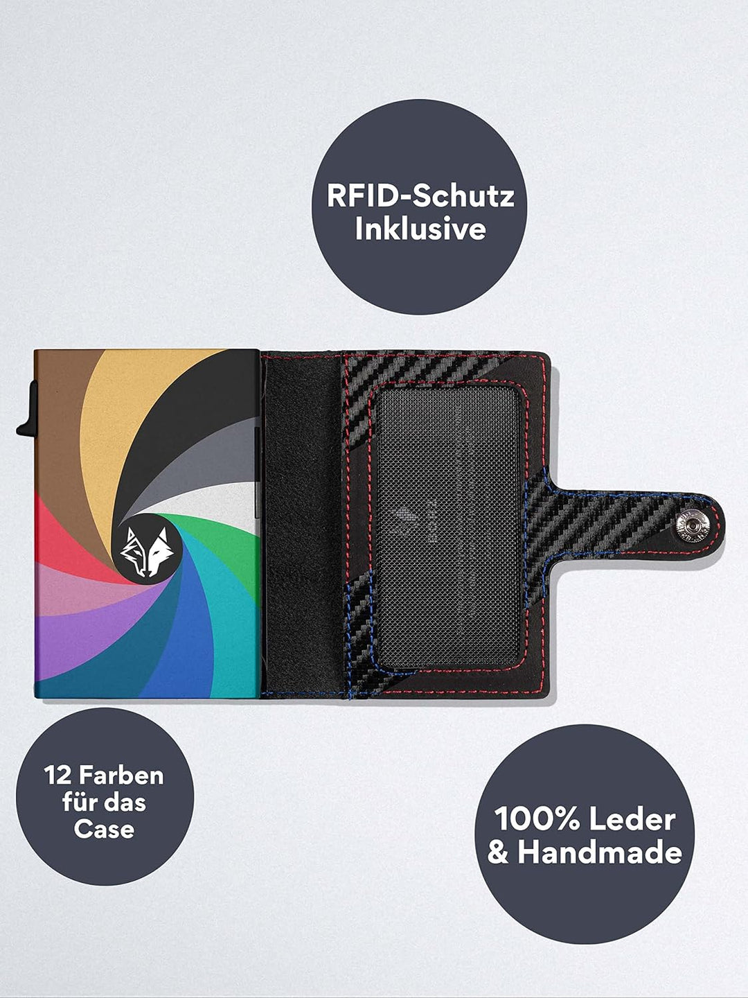 Kartenetui mit Münzfach AirTag kompatibel I Slim Wallet mit RFID Schutz I Mini Portemonnaie für Herr