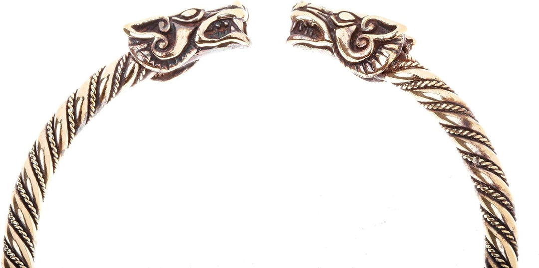 Windalf Wikinger Bronze Armreif DRACON 7 cm gekordelter Drachen Armschmuck Handgeschmiedet