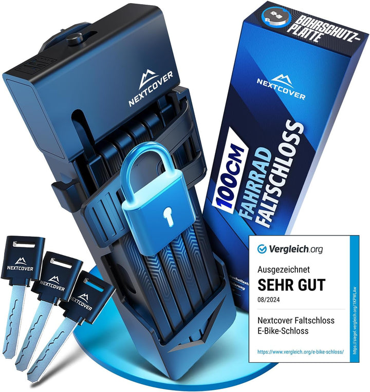 NEXTCOVER® Faltschloss Fahrrad - Das Original - mit SteelSecure-Technologie und 3 Schlüsseln I Robus