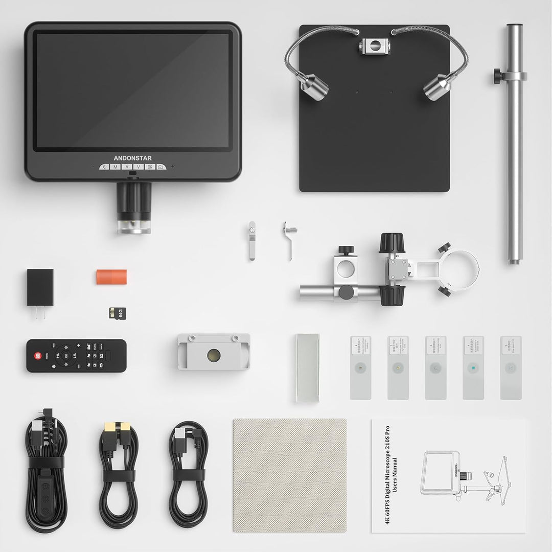 Andonstar 4K 60FPS 10,1 Zoll HDMI Digitalmikroskop zum Löten, 64MP 3840P UHD Video Audio Aufnahme, A