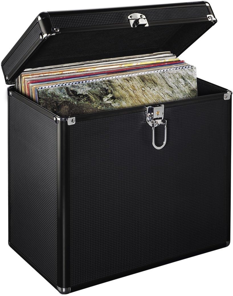 Hama LP-Koffer im Alu-Look (zur Aufbewahrung von 50 Schallplatten, abschliessbar) Vinyl Aufbewahrung