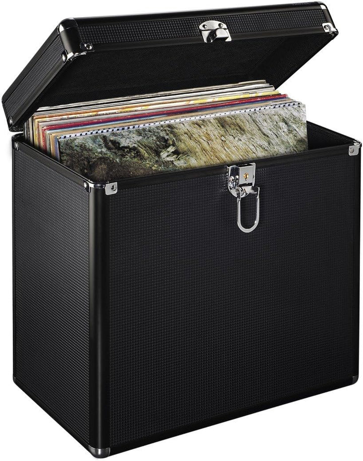 Hama LP-Koffer im Alu-Look (zur Aufbewahrung von 50 Schallplatten, abschliessbar) Vinyl Aufbewahrung