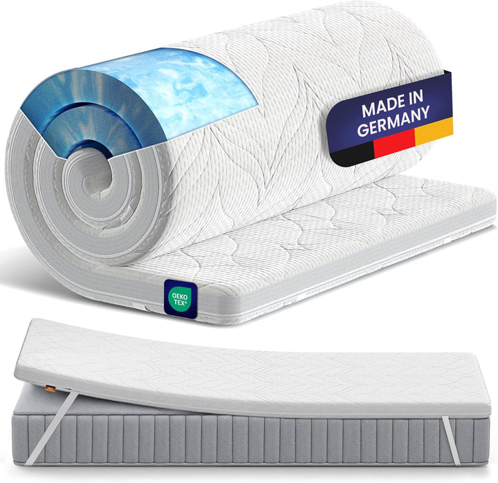 Meos® Gel-Schaum Topper 160x200cm für Matratzen &amp; Boxspringbett - Made in Germany - hohes RG50 - Bez