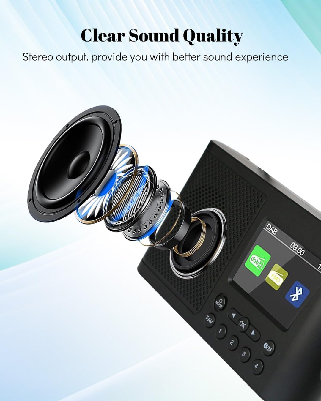 Tragbares DAB Radio Klein, DAB Plus Radio mit Bluetooth, Kofferradio Akku, Mini küchenradio Batterie