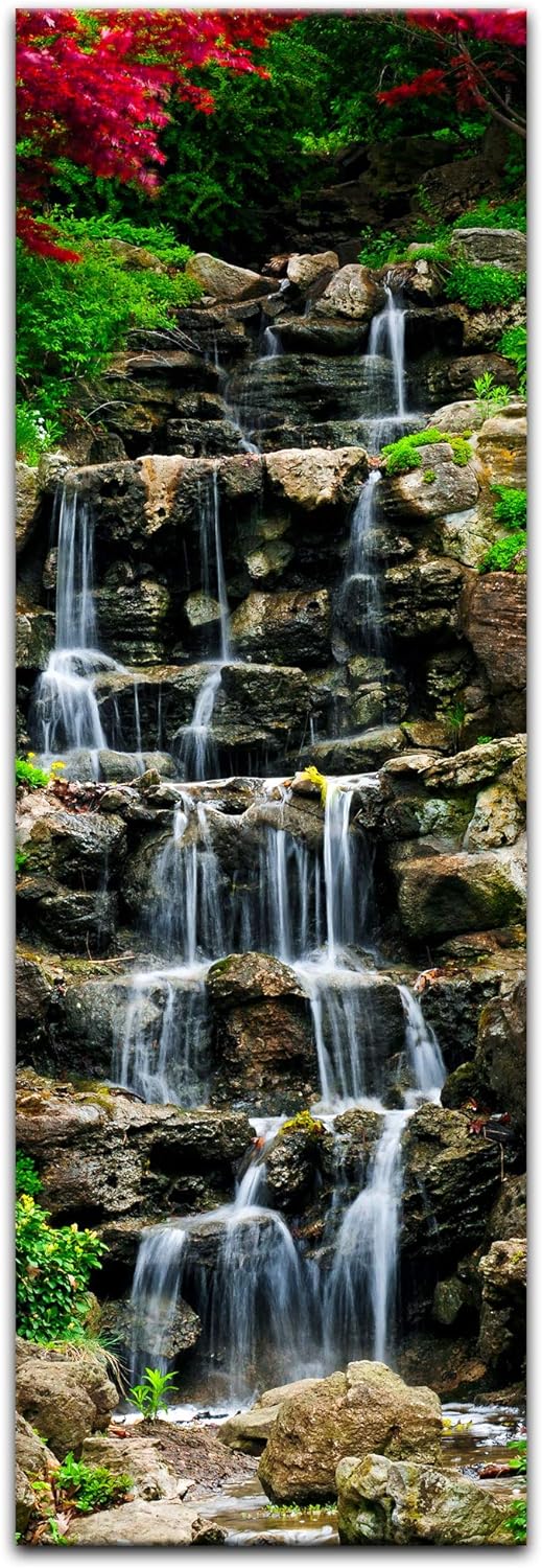 Bilderdepot24 Bild auf Leinwand | Wasserfall II in 30x90 cm als Panorama Wandbild | Wand-deko Dekora