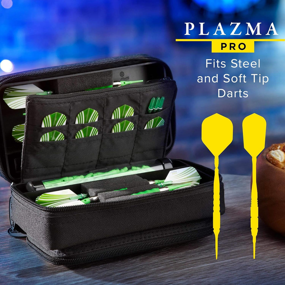 Casemaster Plazma Pro Darttasche für 6 Dartpfeile mit weicher und Stahlspitze, verfügt über eine gro