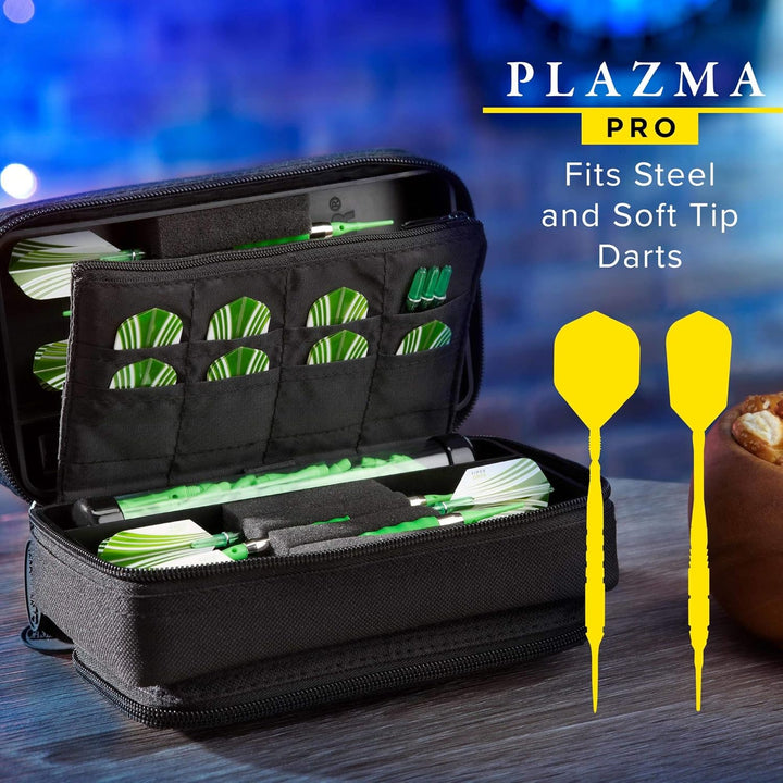 Casemaster Plazma Pro Darttasche für 6 Dartpfeile mit weicher und Stahlspitze, verfügt über eine gro