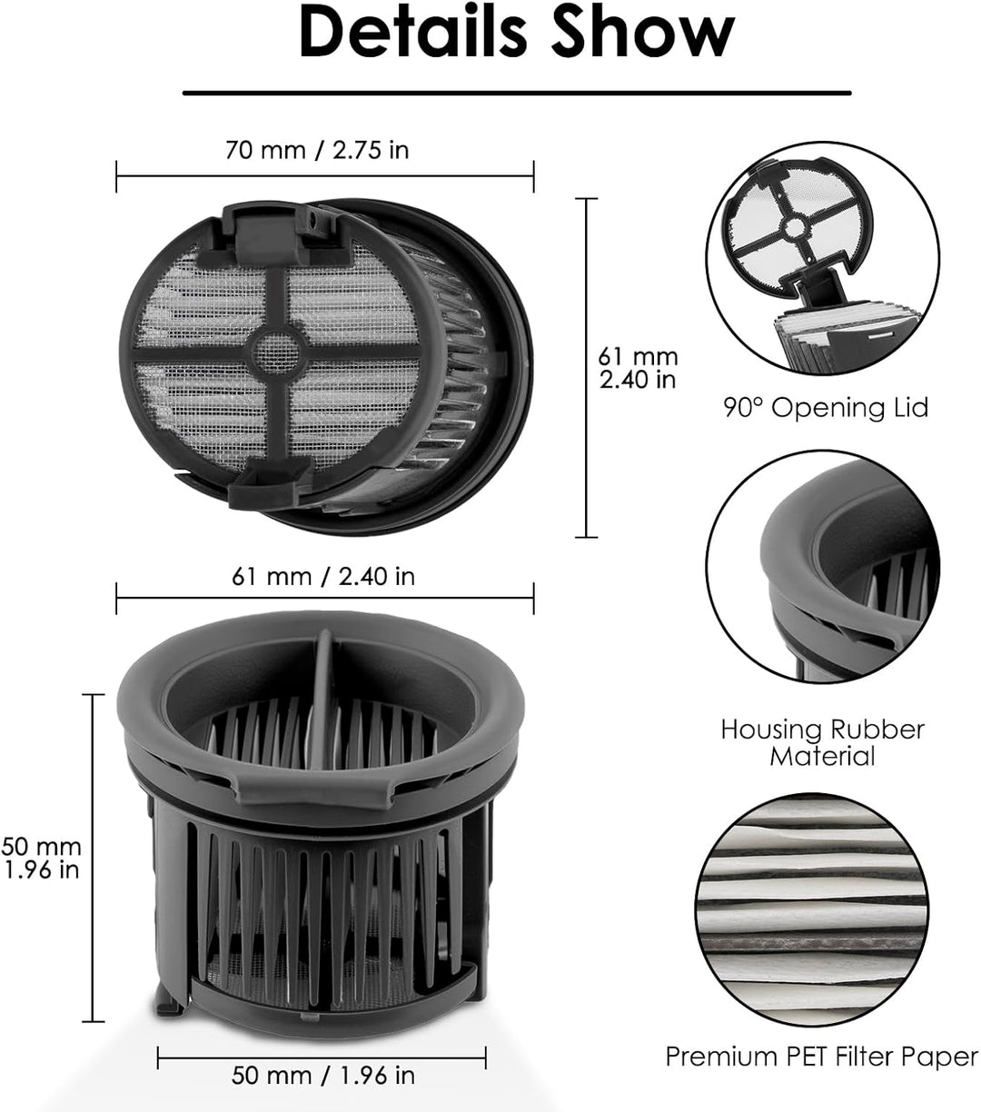 (6 Stück) H14 Pro Ersatz rollenbürsten und HEPA Filter für Dreame H14 Pro schnurlosem Nass und Trock
