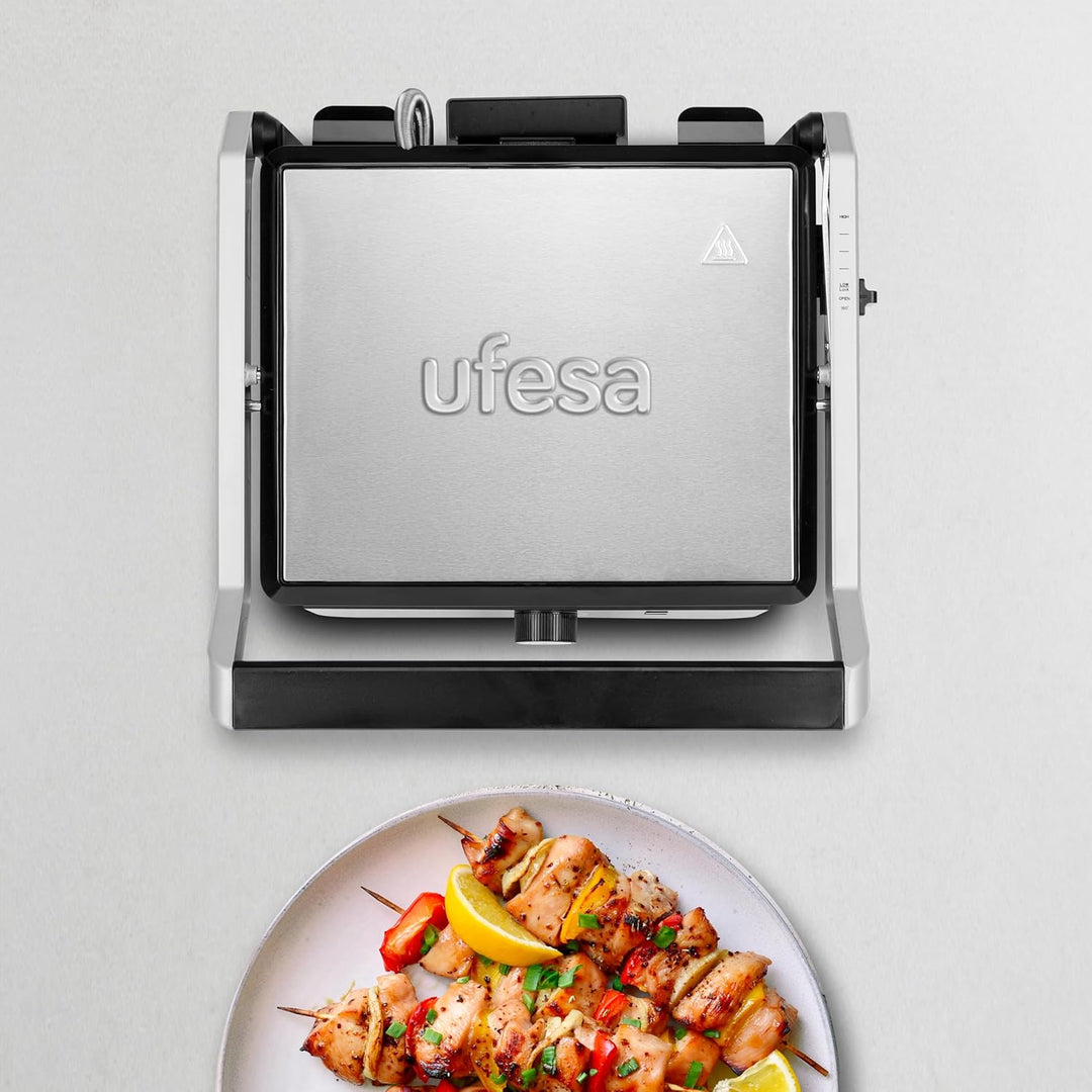 Ufesa Elektrogrill Jaya 2000W – Sandwichmaker, Elektrische Kochplatte und Grill, 180º Öffnung, Tempe