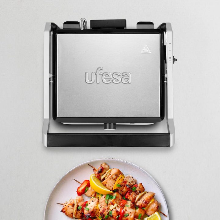 Ufesa Elektrogrill Jaya 2000W – Sandwichmaker, Elektrische Kochplatte und Grill, 180º Öffnung, Tempe