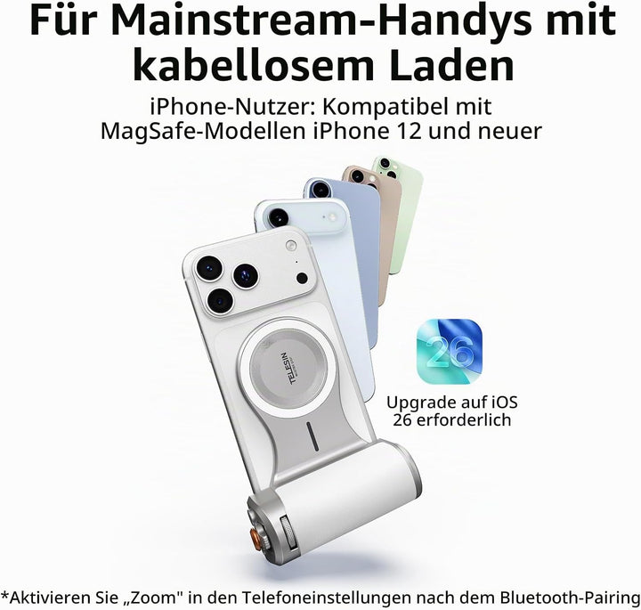 Master Grip Kit für iPhone 17 16 15 14 13 12(iOS 26), Magnetic Kameragriff für Phone, Pro Shot Imagi