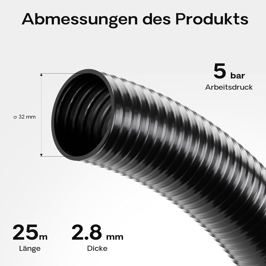 Wiltec Luisiana OM/I 25m Teichschlauch D32mm 460g/m Pumpenschlauch Schlauch Pumpe