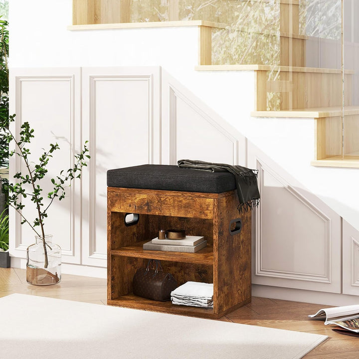 YMYNY Schuhbank mit Sitzfläche und Schublade, 2-Stufig Schuhschrank mit sitzbank, Schuhregal Klein m