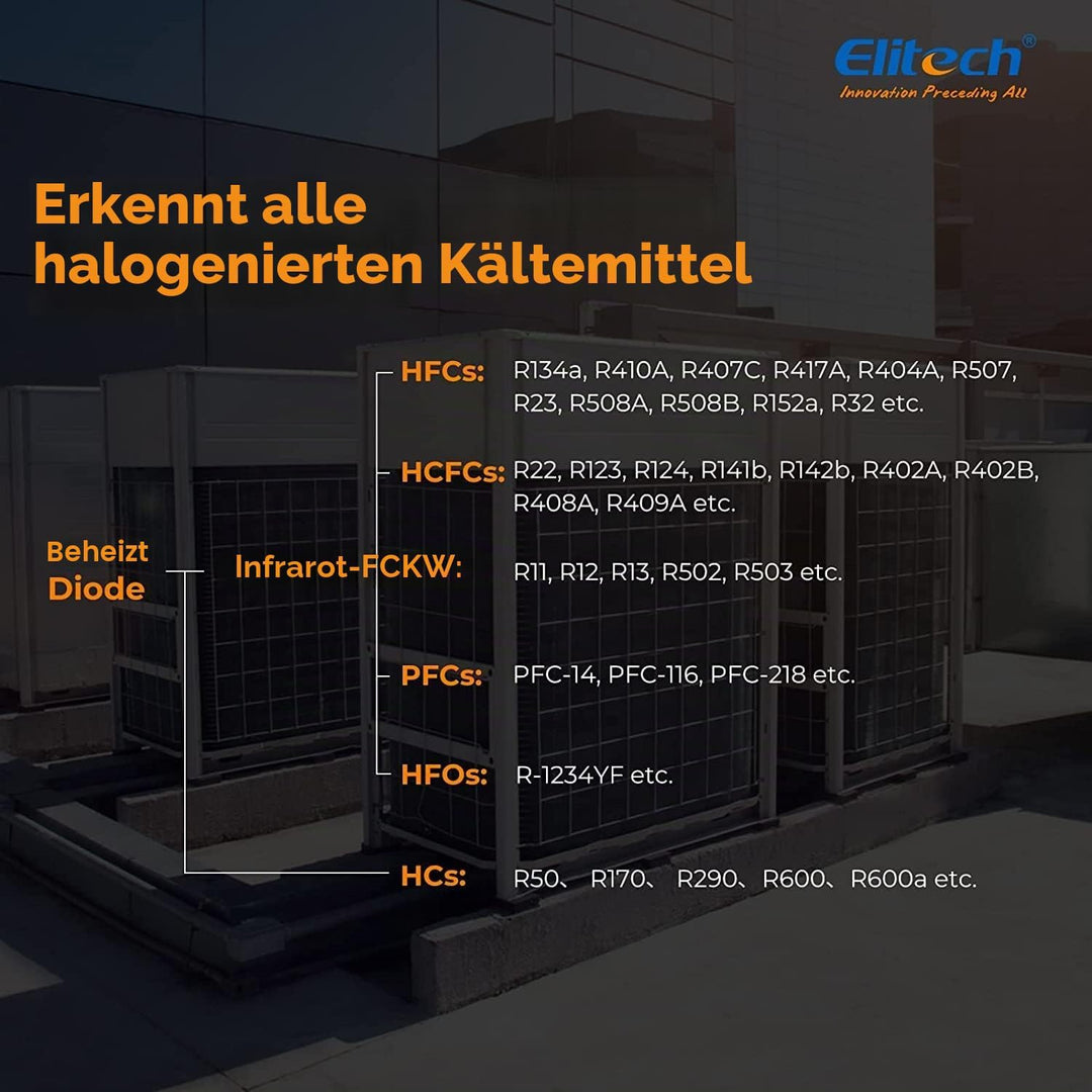 Elitech Kältemittelleckdetektor IR-200 2-in-1 Infrarot & Beheizte Diode Dual Sensor Hohe Empfindlich