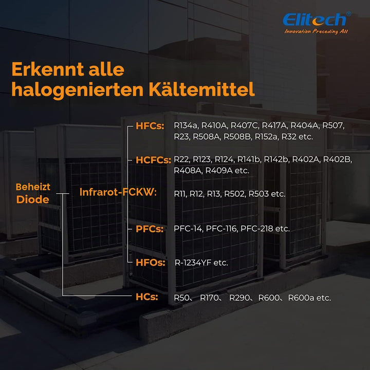 Elitech Kältemittelleckdetektor IR-200 2-in-1 Infrarot & Beheizte Diode Dual Sensor Hohe Empfindlich