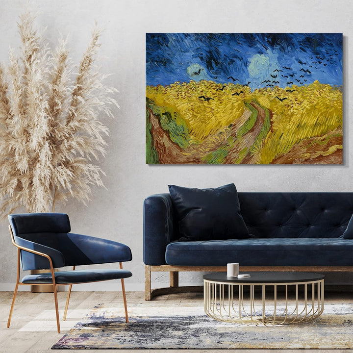 Printed Paintings Leinwand (80x60cm): Vincent Van Gogh - Weizenfeld mit Krähen (1890) 80x60 cm, 80x6