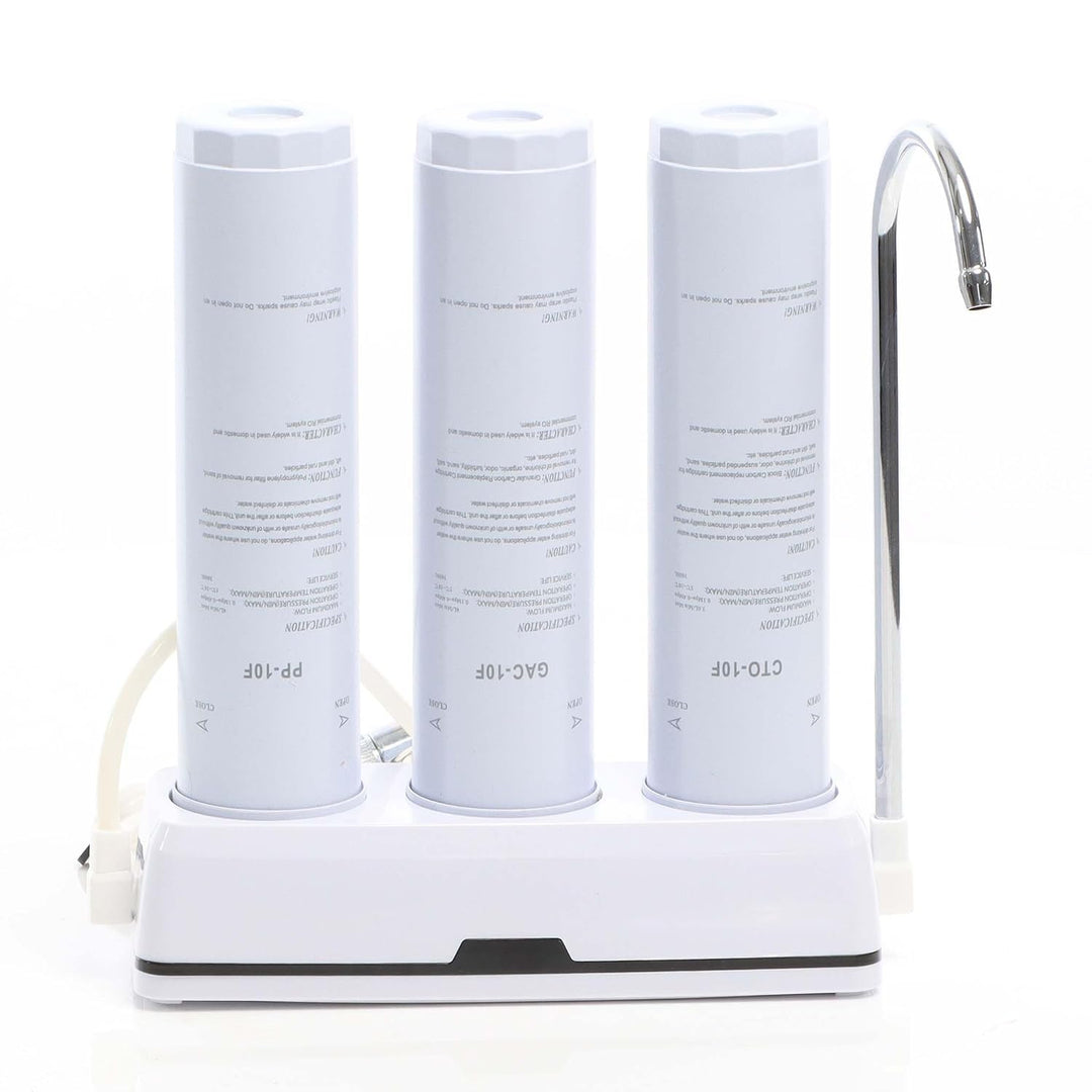 Naturewater NW-3-PPGACCTO 3 Stufen Counter Top Wasserfilter, 5 µ, PP Sediment, Aktivkohle Granulat,