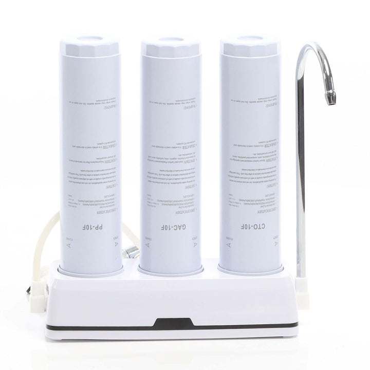 Naturewater NW-3-PPGACCTO 3 Stufen Counter Top Wasserfilter, 5 µ, PP Sediment, Aktivkohle Granulat,