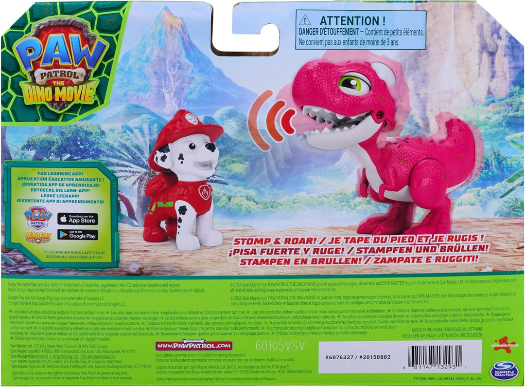 PAW PATROL: Der Dino Film, Roaring Pups, Marshall &amp; Rhabarber Dino-Figur, der durch Bewegung mit rea