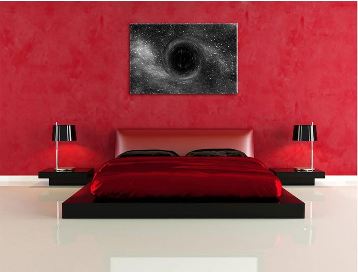 Pixxprint Schwarzes Loch im Weltall Kunst als Leinwandbild/Grösse: 100x70 cm/Wandbild/Kunstdruck/fer