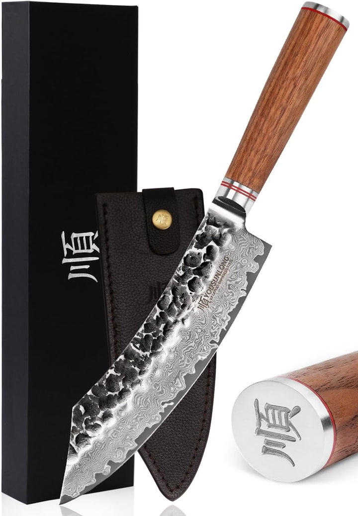 YOUSUNLONG Blockmesser 20,50cm Metzgermesser klein extrem scharfe Klinge I Damast Küchenmesser und P