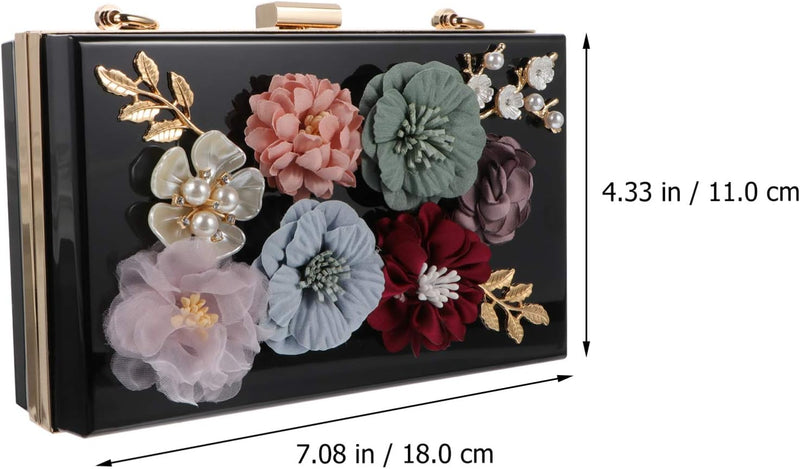 VALICLUD Frauen Kette Geldbörse Klare Acryl Tasche Blume Clutch Geldbörse mit Goldenen Kettenriemen