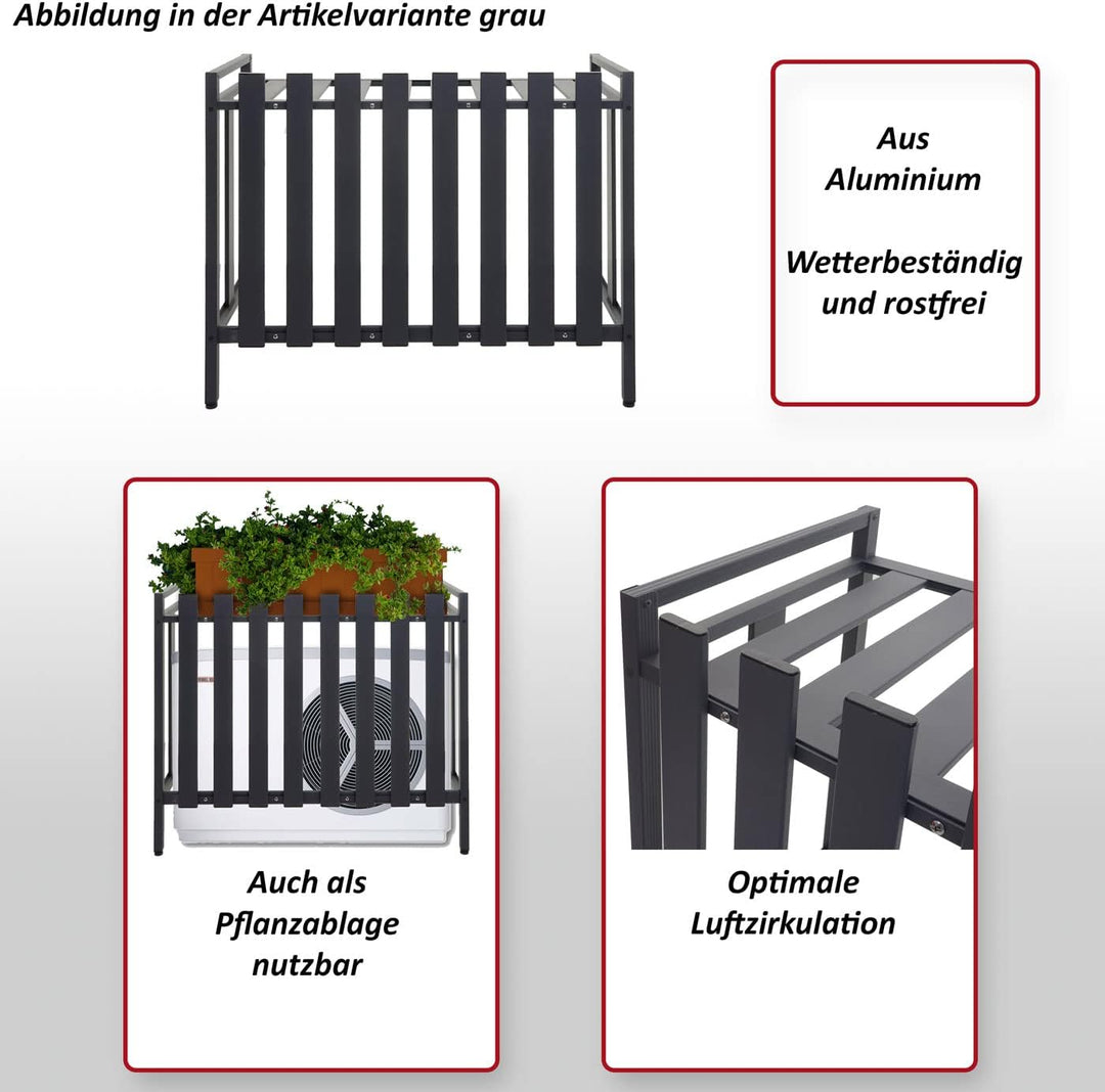 Mendler Verkleidung für Klimaanlage/Wärmepumpe HWC-K58, Abdeckung Schutzgitter Pflanzenregal, Metall
