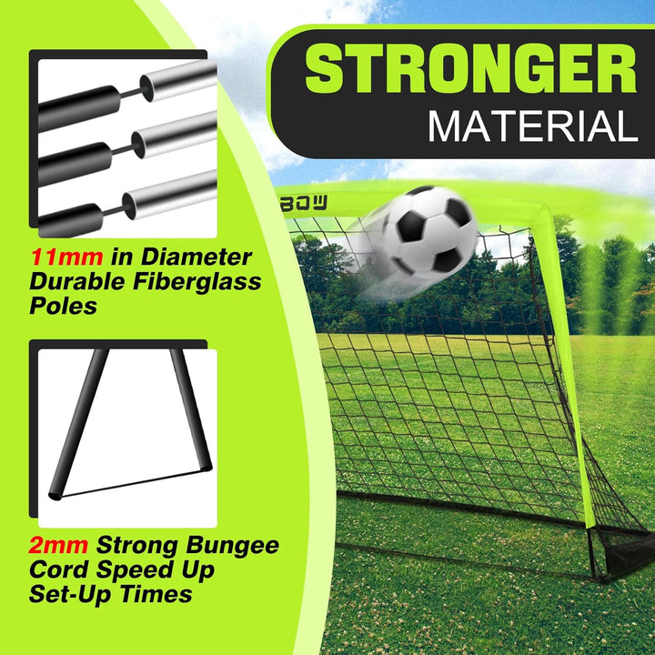 RUNBOW 274 x 152 cm Kinder Fussballtor mit Tragesack, tragbare Fussballnetze für Hinterhoftraining,