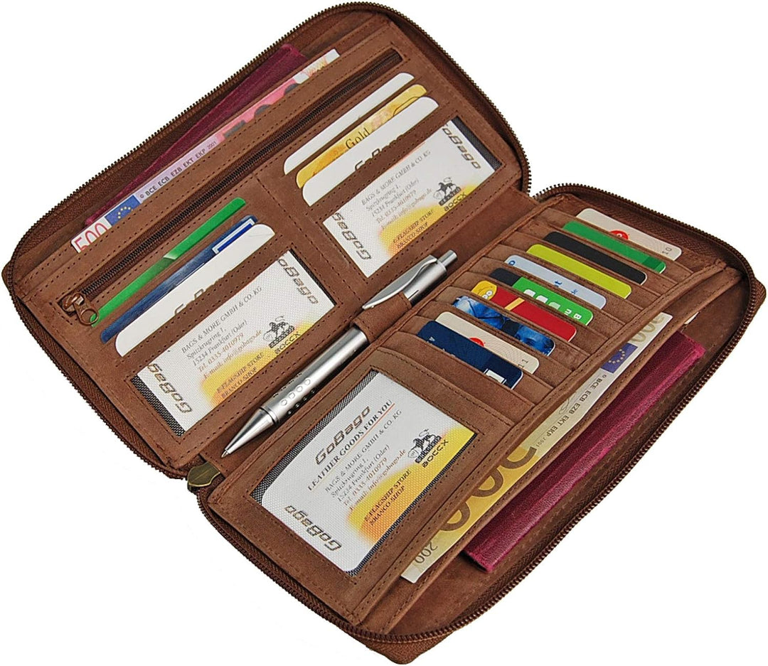 BOCCX Reiseorganizer Ticketbörse Reisepasshülle RFID-Blocker Brieftasche Reisebörse Leder Reisebrief