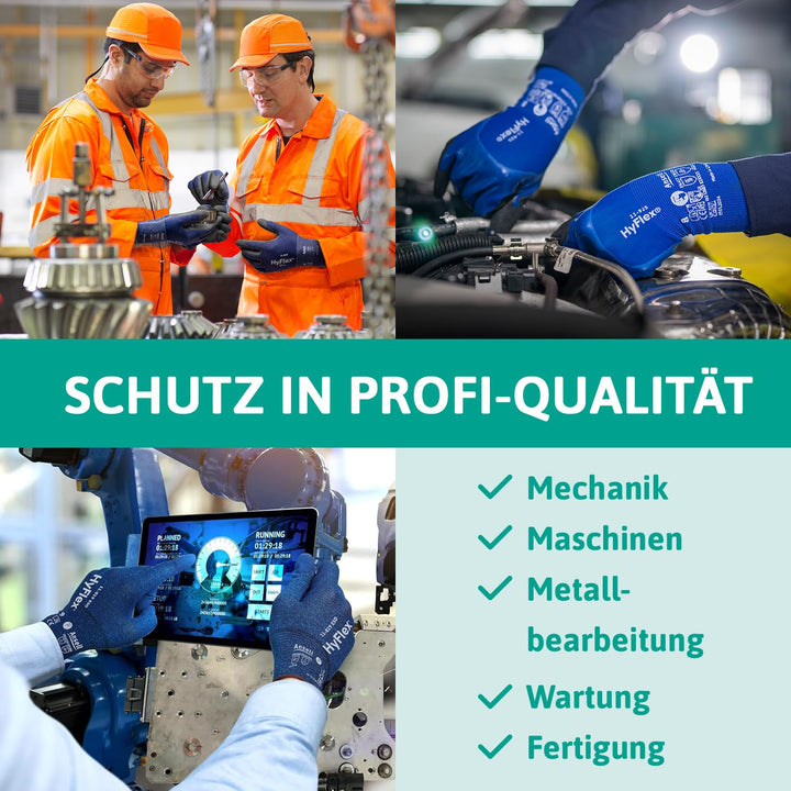 Ansell HyFlex 11-819 Dünne Arbeitshandschuhe, Rutschfeste Nitril-Beschichtung, Schutzhandschuhe vor