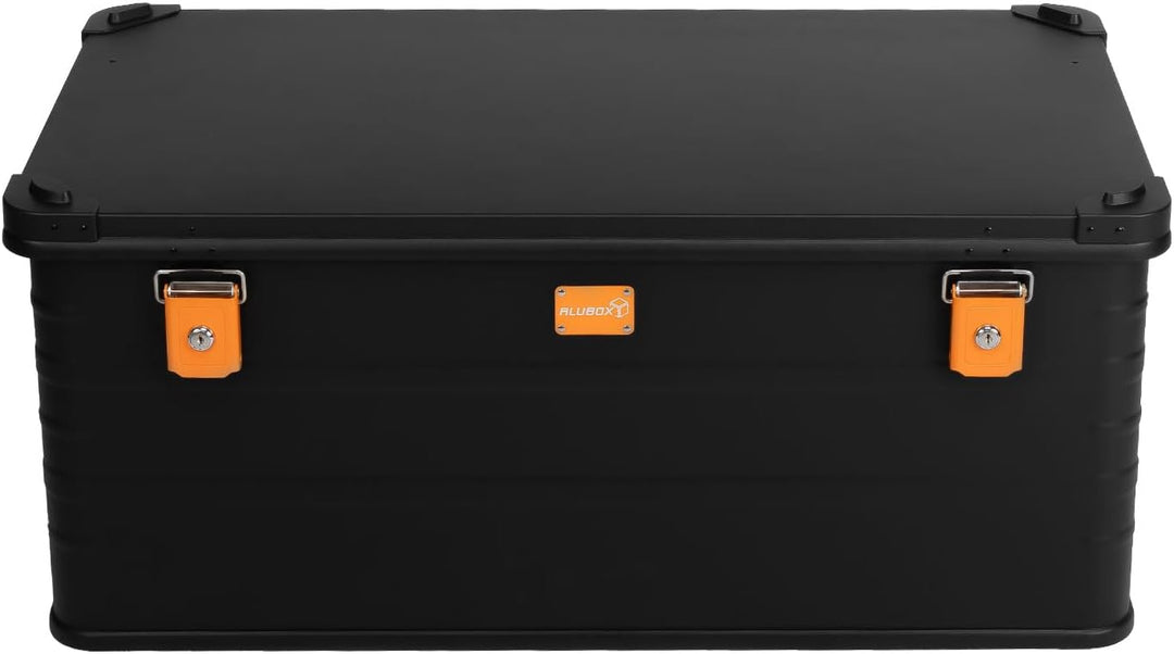 Alubox Alukiste abschliessbar E141B - Premium Aluminium Lagerbox 141 Liter - Deckel mit Aluminium Dr