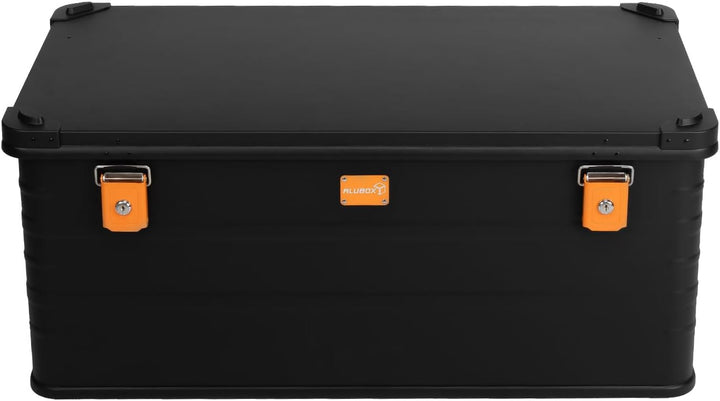 Alubox Alukiste abschliessbar E141B - Premium Aluminium Lagerbox 141 Liter - Deckel mit Aluminium Dr