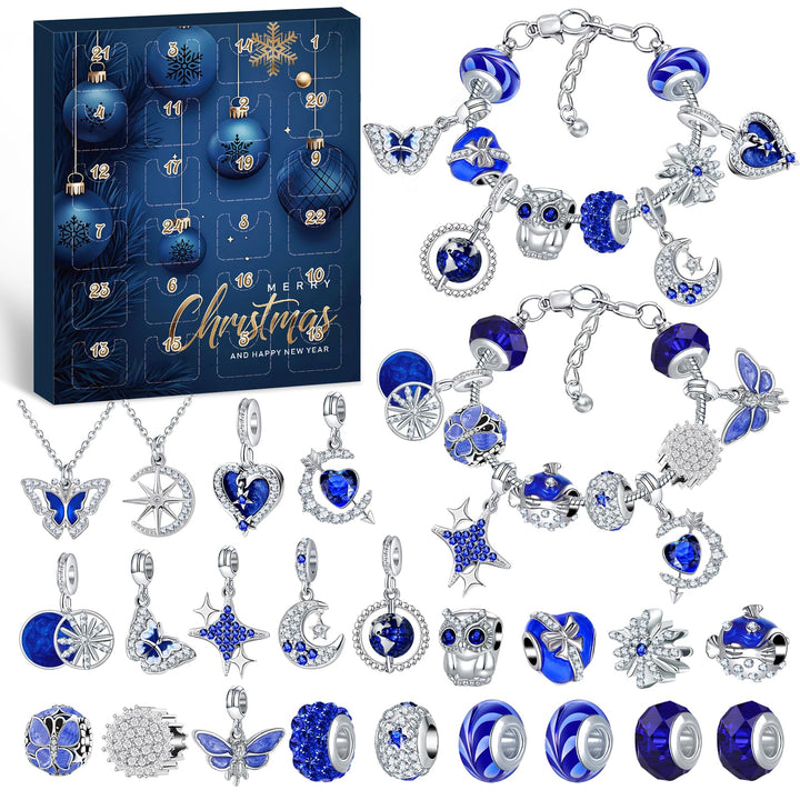 Adventskalender 2025 Frauen Mädchen Schmuck, 24 Füllung Weihnachtskalender Armband Halsketten Charm,