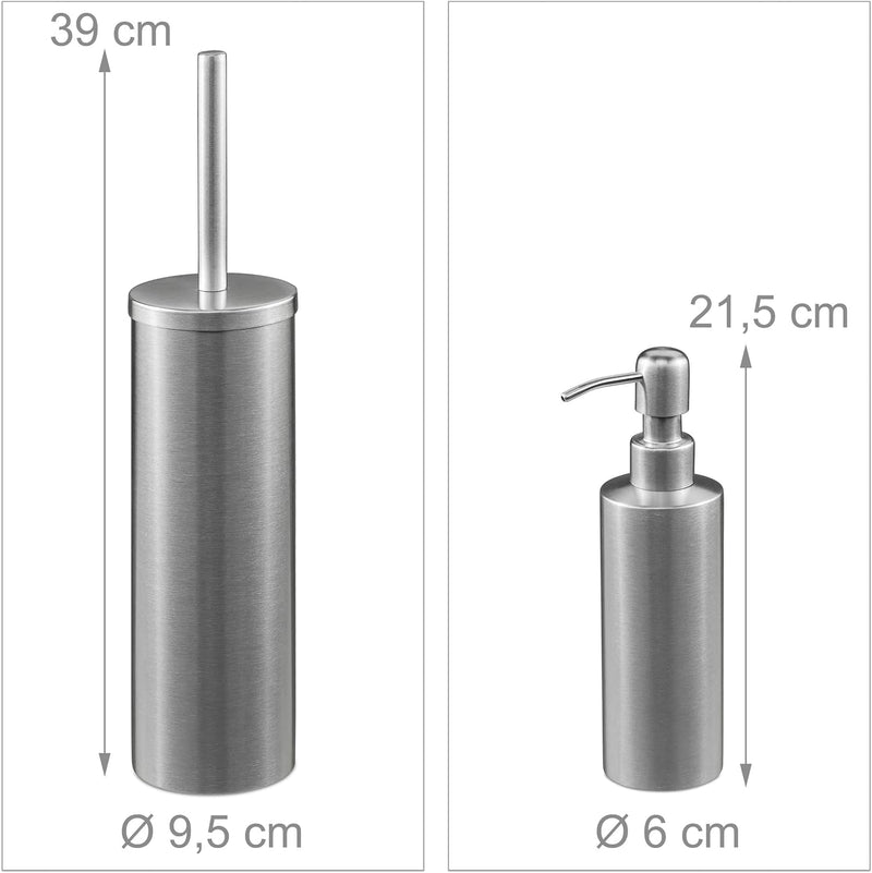 Relaxdays Badezimmer Set, 5-teilig, Badaccessoires Edelstahl gebürstet, komplette Badezimmerausstatt