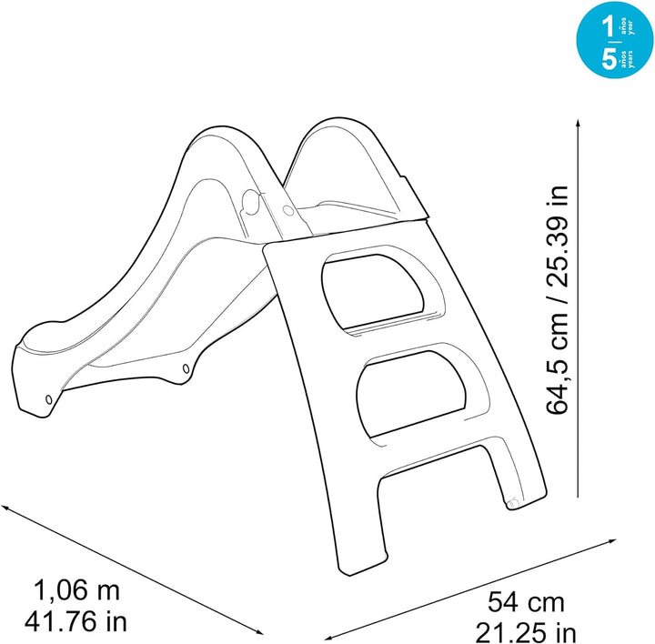 FEBER - First Slide Bluey Kinderrutsche, kleine Grösse, mit Schlauchöffnung zur Umwandlung zur Wasse