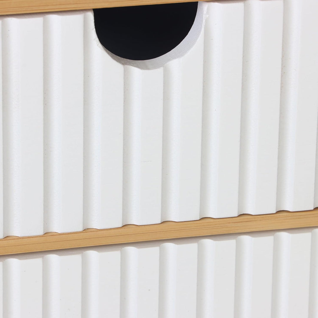 Relaxdays Schubladenbox, Bambus & MDF, 3 geriffelte Schubladen, HBT: 15 x 30 x 20 cm, Schreibtisch O