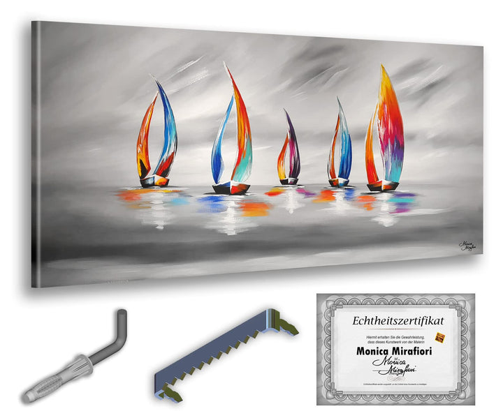 Monica Mirafiori I 100% HANDGEMALT I Gemälde Unter Segel 100x50cm | Gemälde Handgemalt | Acrylgemäld